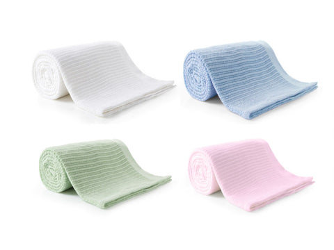 100% Cotton Thermal Cellular Blanket Light Weight Adult Soft Luxury Light Green - A & B Traders