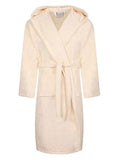 Unisex 100% Egyptian Cotton Bathrobe Terry Towelling Hooded Dressing Gown (Cream)