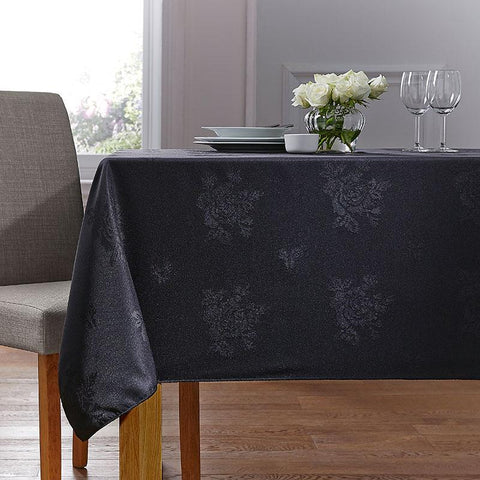 Black Damask Rose Table Cloth 100% Polyester - A & B Traders