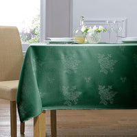 Forest Green Damask Rose Table Cloth 100% Polyester - A & B Traders