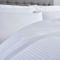 Novara White Cotton Rich Satin Stripe Duvet Cover - A & B Traders