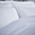 Novara White Cotton Rich Satin Stripe Duvet Cover - A & B Traders