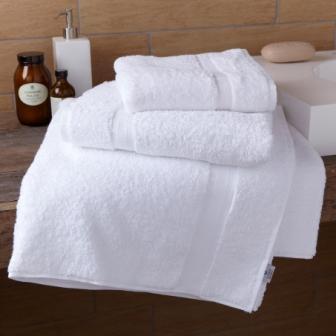 Luxury Turkish White 100% Cotton Towels - Basket Weave Header 650 GSM - A & B Traders